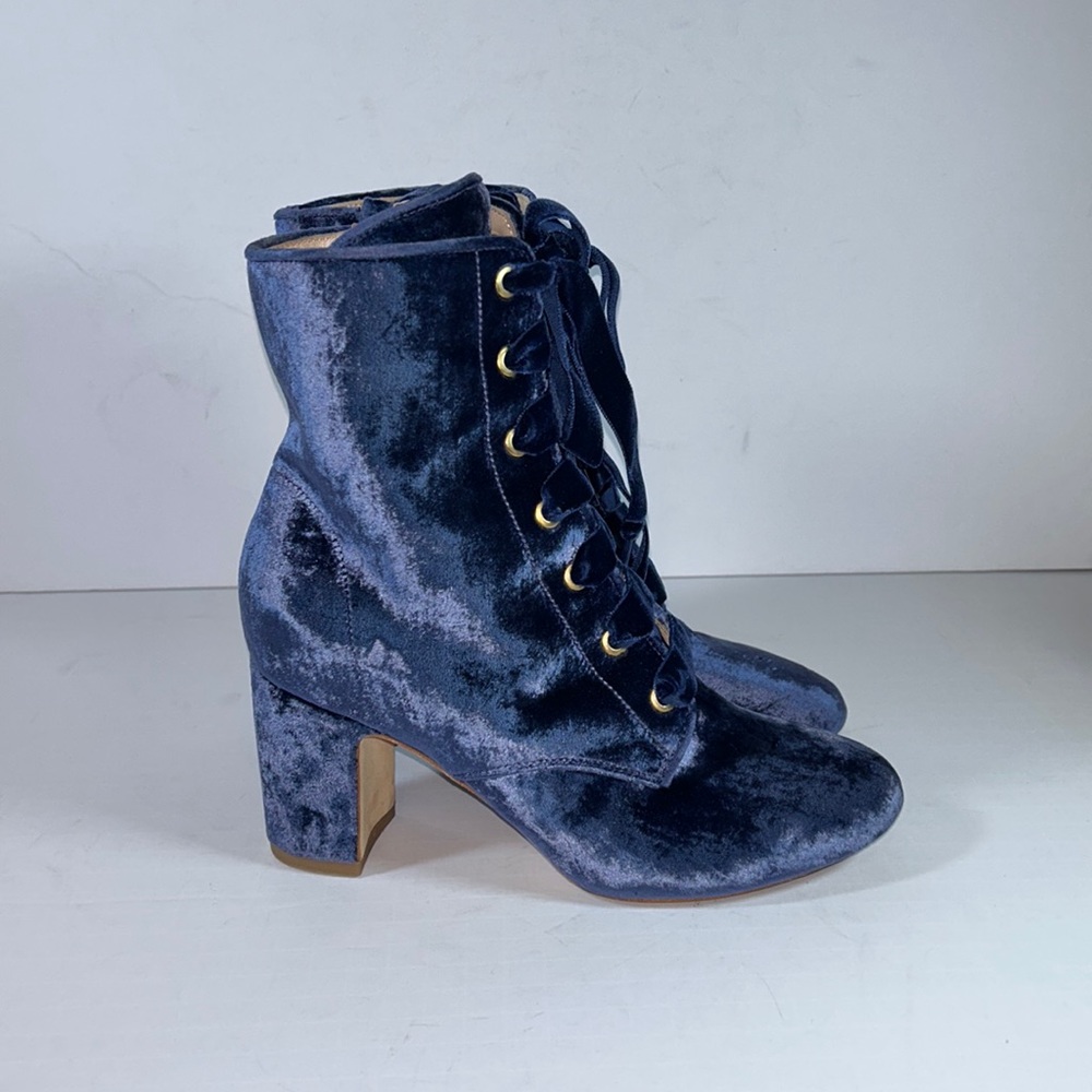 Polly Plume Ally Velvet Blue Ankle Boots